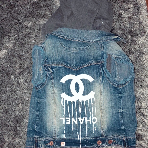 Custom Made Chanel Logo Jean Jacket 